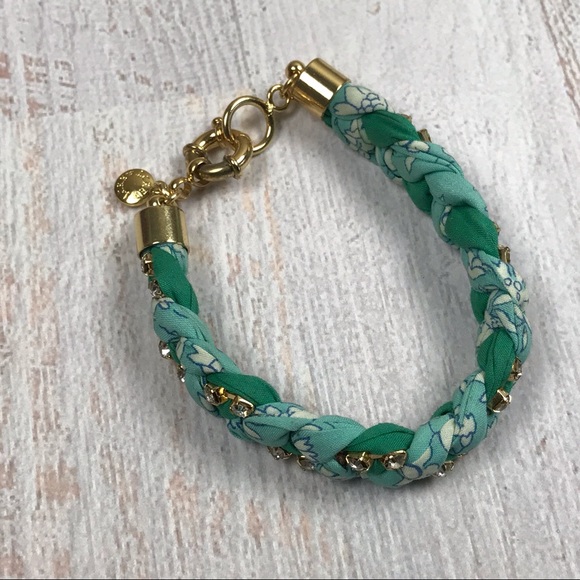 Aqua braided rhinestone j crew bracelet in gold - Picture 4 of 6